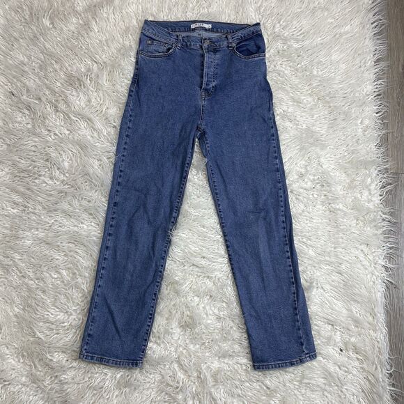 NA-KD Women's High Waist Straight Leg Jeans Size 40 Medium Wash Classic Mom Jean - Picture 1 of 7